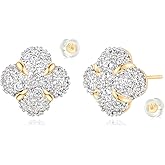 MYEARS Women Stud Earrings Gold Cluster Cubic Zirconia 14K Gold Plated Small Simple Hypoallergenic Everyday Jewelry