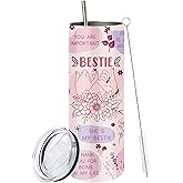 MoYueno Bestfriend Gifts, Slim Bestie Tumbler 20 Oz, Skinny Bestfriend Tumblers with Lid & Straw, Bestie Gifts for Thanksgiving Christmas, Friends Cup, Gift for Bestfriends, Friend Tumbler, 1 PCS
