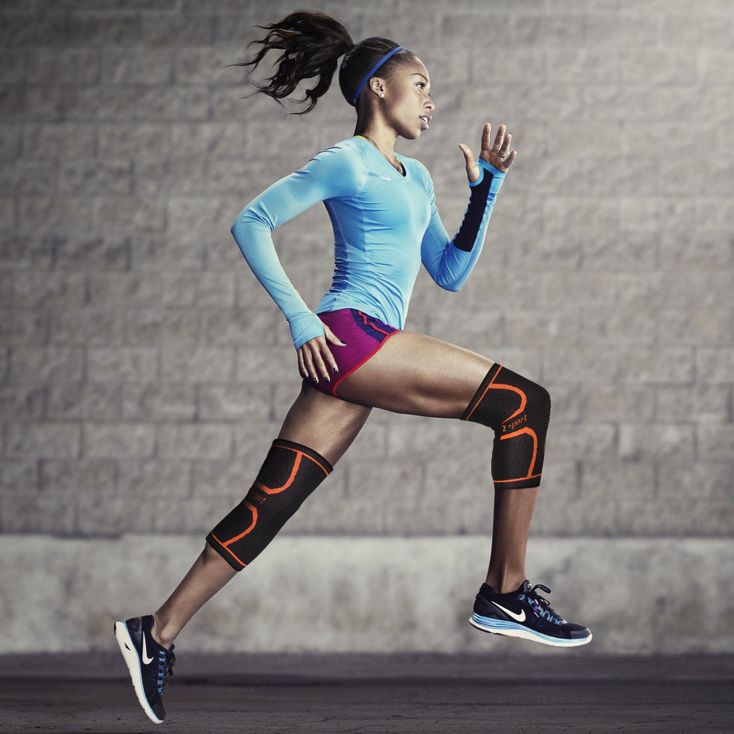 Toplus Knee Brace, Knee Support, Breathable, Anti-slip, Injury Recovery Compression Knee Sleeve for Sports, Running, Jogging, Arthritis, 1 Pair