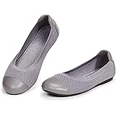 Frank Mully Women's Ballet Flats Round Toe Walking Flats Slip On Work Shoes Knitted Flats Shoes for Woman Soft Lightweight