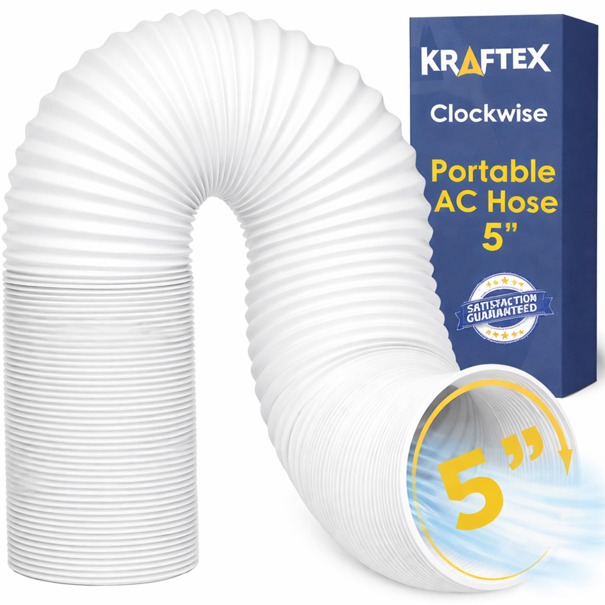 Portable Air Conditioner Hose - AC Hose with 5" Diameter, Clockwise Thread & Length up to 80" - Exhaust Hose for Portable Air Conditioner Vent Compatible with Delonghi & LG Air Conditioner Parts