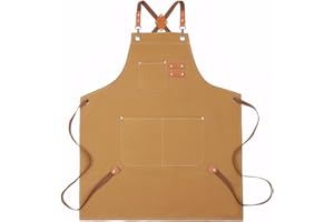 GREBSTK Work Apron Cross Back Adjustable Canvas Tool Apron for Woodworking, Gardening, Cooking