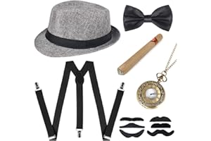 Sinoeem 1920s Mens Gatsby Gangster Costume Accessories Set