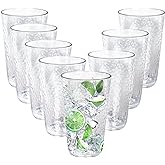 fulong 16 oz Plastic Highball Drinking Glasses, Set of 8 Water Beverage Tumbler Set, Unbreakable Plastic Cups for Soda, Juice, Iced Tea, Party, BPA-Free