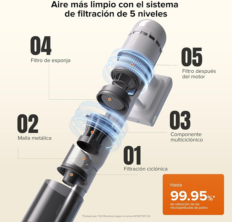 Hub de aspirador sem fios H60 com base de esvaziamento automático, bateria removível até 60 min, 115 AW para pêlos de animais, escova multisuperfície anti-emaranhados, luz LED verde