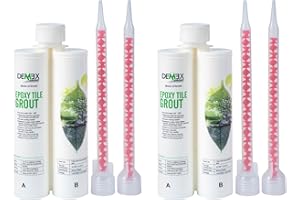 DEMEXGROUT Epoxy Grout for Tile & Stone, Waterproof, Stain, Mold, Mildew, Crack & Chemical Resistant for Floor & Wall, Ready to Use, Easy to Apply & Clean (Warm Gray, 2 Packs)