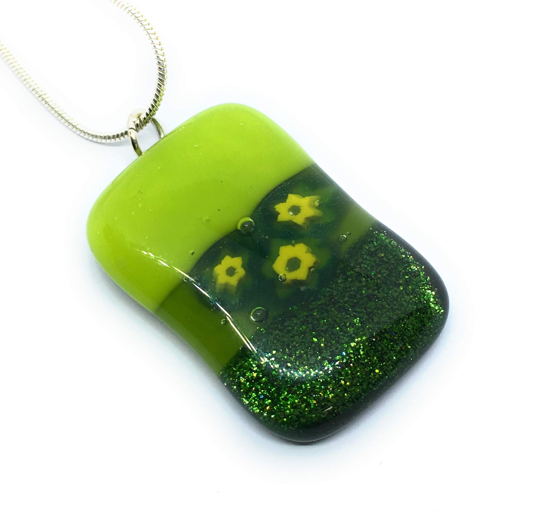 Flower Pendant, Glass Flower Pendant, Handmade Glass Pendant, Dichroic Glass Pendant, Floral Pendant, Glass Pendant, Millefiori Pendant - 3.2cm x 2.2cm