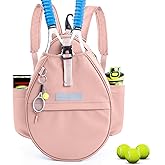 SPORJET Tennis Backpack with 2 Rackets Holder, Water-Resistant PU Leather Tennis Racket Bag for Women & Men, Sling Crossbody Sports Backpack for Tennis, Pickleball & Badminton, Tennis Gifts
