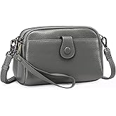 GAEKEAO Crossbody Bags for Women Small Genuine Leather Shoulder Purse Cross Body Bag with Wristlet Top Zipper