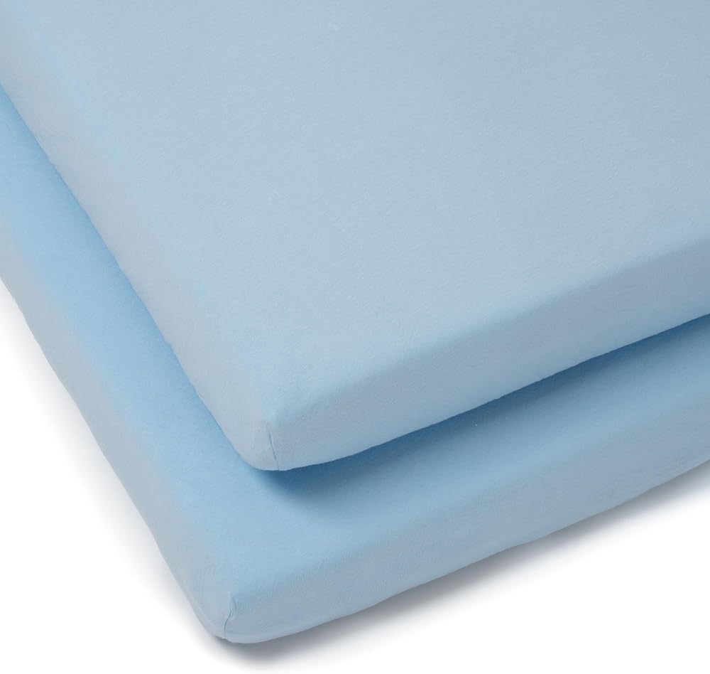 Clair de Lune 2 Pack Fitted Cot Bed Sheets 70 x 140 cm Blue Jersey Cotton