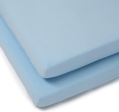 Clair de Lune 2 Pack Fitted Cot Bed Sheets 70 x 140 cm Blue Jersey Cotton