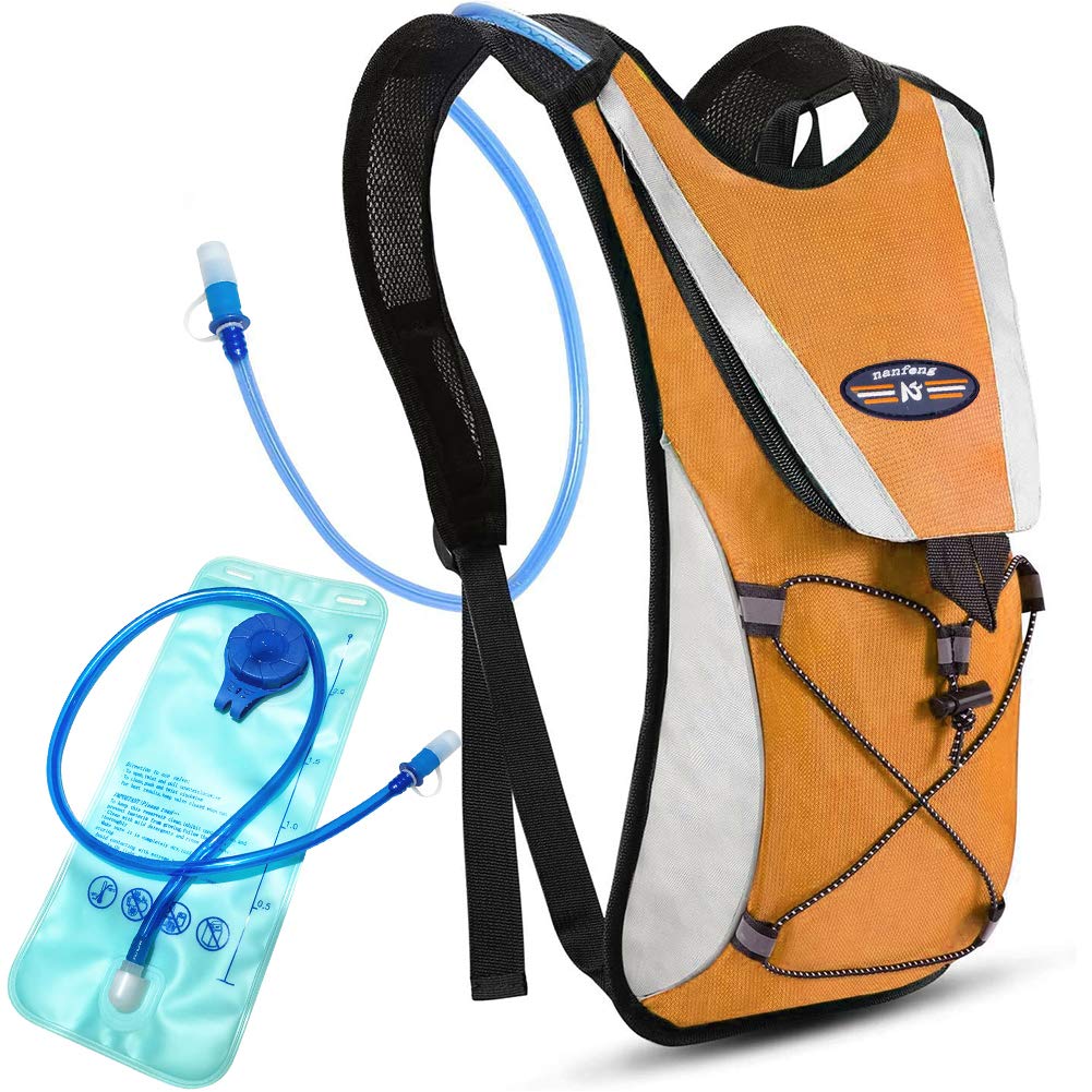 Tyuodna Hydration Backpack with Bladder, 5L Hydration Pack Lightweight Hiking Backpack Hydration Vest Bag Pack, for Outdoor Cycling Running Climbing Hiking Camping (Orange)