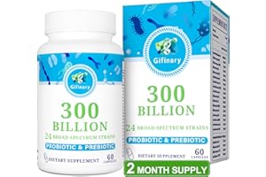 Gifinary Probiotics and Men, 300 Billion CFU, 24 Strains Probiotics with 15 Organic Herbs probiotics Blend, Probiotic Supplement for Digestive Gut Immune & Whole-Body Health, 60 Caps - 2 Month Supply