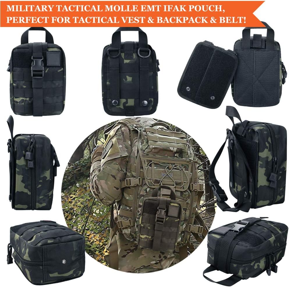 Monoki First Aid Survival Kit, 302Pcs Tactical Molle EMT IFAK Pouch Outdoor Gear EDC Emergency Survival Kits First Aid Kit Trauma Bag for Hiking Camping Hunting Car Travel or Adventures : Sports & Outdoors