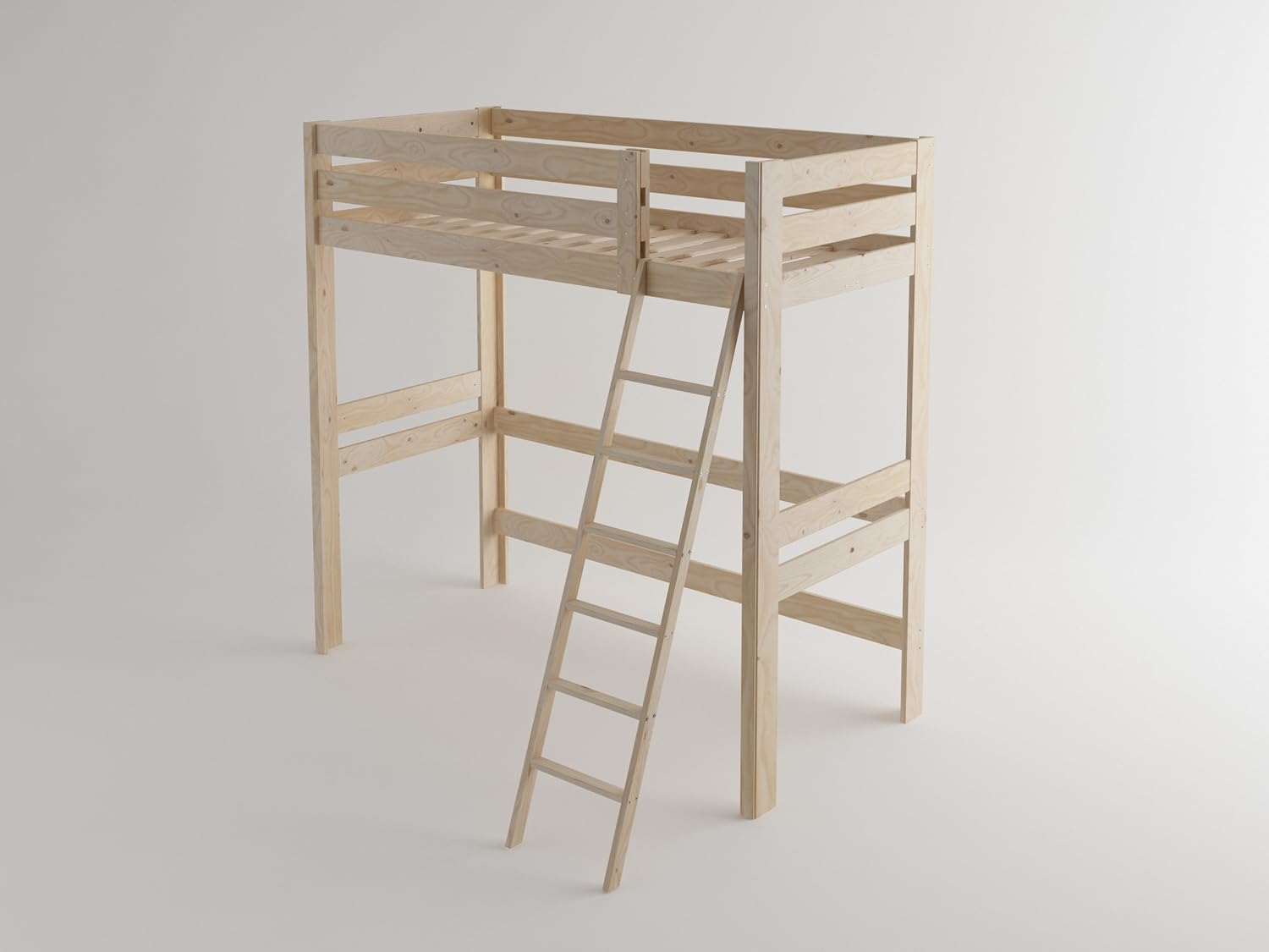 LUFE Cama Alta de Madera Maciza (90_x_200_cm, Madera Maciza Pulida) Amazon.es Hogar