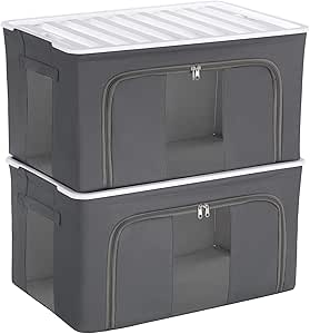 SONGMICS XL Caja de Almacenamiento con Tapa de Plástico, Contenedores