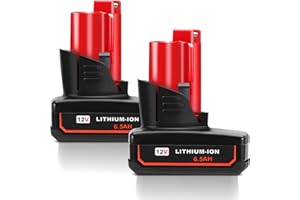 Fayeey 6.5Ah M12 Replacement Battery for Milwaukee M12 Battery 2Pack 12V Lithium-ion Batteries Compatible with Milwaukee XC 48-11-2440 48-11-2402 48-11-2460 Cordless Power Tools
