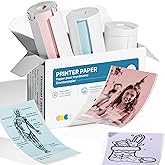 TYPONOS Genuine Self-Adhesive Thermal Printer Stickers, 54mmx3.2m Sticker Paper, Compatible with PM290 Mini Sticker Printer, Thermal Sticker Paper for Journal, Study, Photos, 3 Rolls, Blue/Pink/Purple