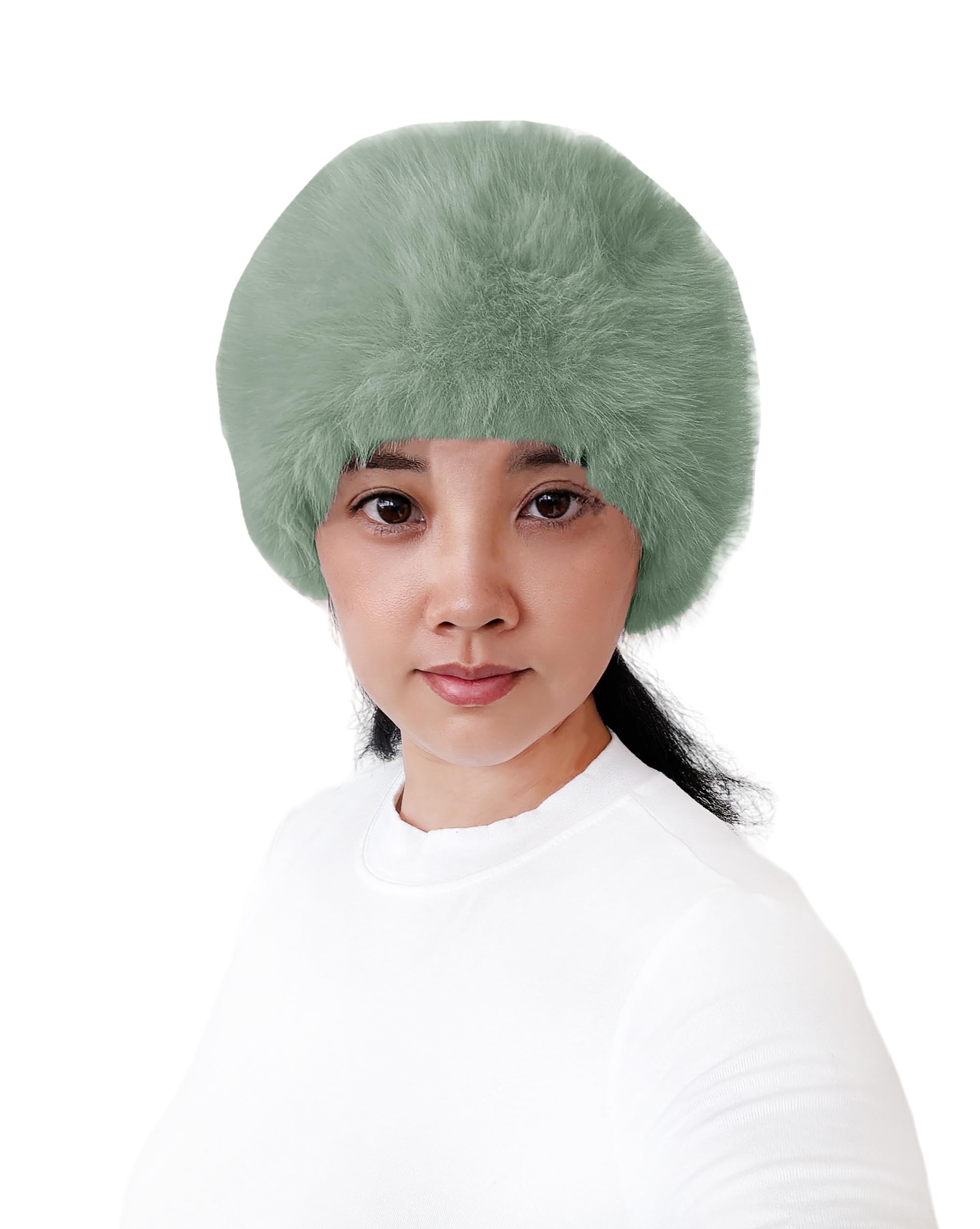 Lina & Lily Women's Winter Headband Head Ear Warmer Long Pile Faux Fur (Mint Green) — image 1