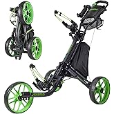 EASEGO Golf Push Cart 3 Wheel : Golf Bag Cart Foldable with Phone Holder/Cup/Umbrella Holder Compact Golf Pull Carts Quick Fold Golf Caddy Push Carts with Large Wheelbase for Different Terrain