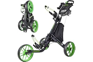 EASEGO Golf Push Cart 3 Wheel : Golf Bag Cart Foldable with Phone Holder/Cup/Umbrella Holder Compact Golf Pull Carts Quick Fold Golf Caddy Push Carts with Large Wheelbase for Different Terrain