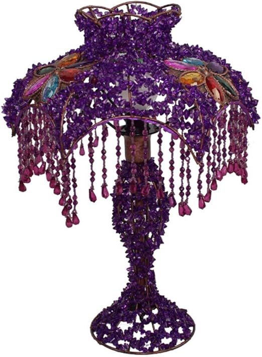 BMKY table lamp Hand Lighting Princess Purple Hand-beaded Crystal