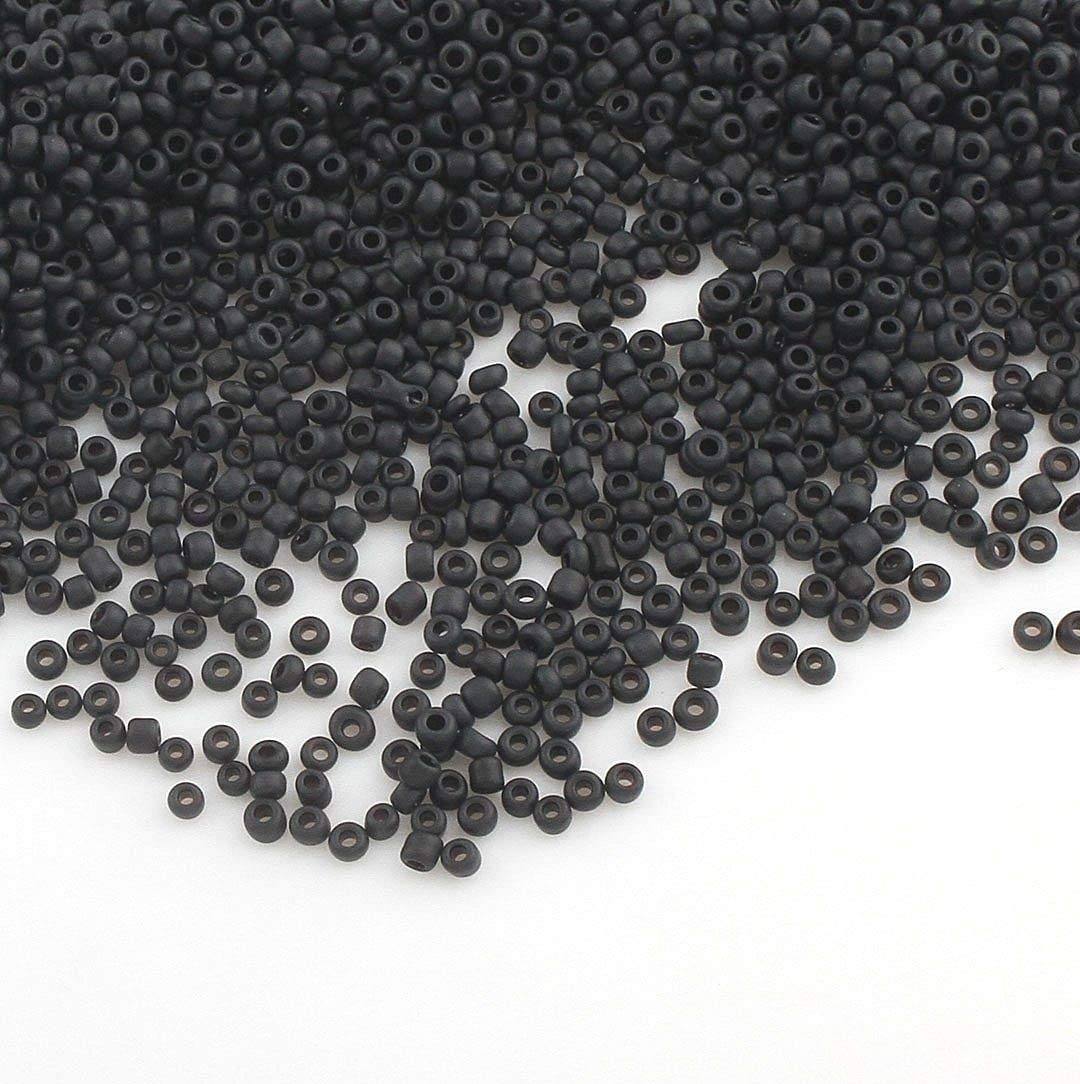 6500 Glass Seed Beads Opaque Matt 11/0 Pony Beads Opaque Seed Beads 2 mm Seed Beads Choice of Colours (Matte Black)