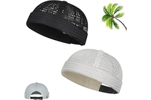 TKNIBEEN 2 Pack Men's Breathable Brimless Hat, Summer Lightweight Adjustable Mesh Cap with no Brim for Running