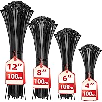 Aroono Cable Zip Ties 16 Inch | 25-Pack Black Nylon Self-Locking Wire Ties For Organization