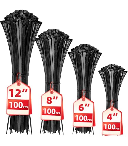 Amazon.com: Black Zip Ties Assorted 12+8+6+4 inch, 200 Pack, Cable