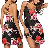 Ekouaer Women's V Neck Sleeveless Nightgown