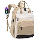 LOVEVOOK Backpack for Women,Laptop Backpack Women,Fits 17 Inch Laptop Bag,School Backpacks,Fashion Travel Work Anti-theft Bag,Waterproof Business Computer College Backpack Purse,Beige-Khaki-Black