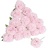 Fqueelvys Pink Peonies Artificial Flowers 16pcs Light Pink Flowers Silk Flowers Fake Peonies Faux Peony Flowers Heads with Stem Floral Arrangement for Home Wedding Party Festival Decor (Light Pink)