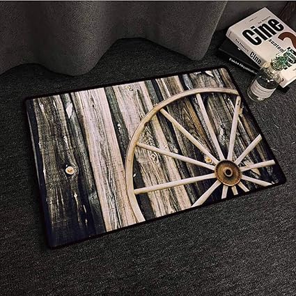Amazon Com Zzmdear Barn Wood Wagon Wheel Interesting Doormat