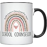 YouNique Designs School Counselor Mug, 11 Ounces, School Counselor Appreciation Coffee Cup, Counselor Coffee Mug For Women, Academic Counselor Gifts For Women (Black Handle)