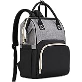 Femuar Diaper Bag Backpack Multifunction Maternity Nappy Baby Bag for Girls & Boys Large Capacity Travel Diaper Bags Black Gray