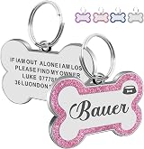 EDSG Personalised Dog Tag Pink Bone Stainless Steel Engraved ID Tag UK view 6