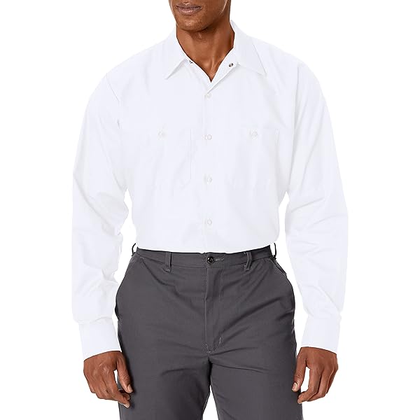 Red Kap - Camisa De Trabajo Industrial De Manga Larga Para Hombre, Negro