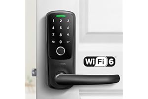 ULTRALOQ Latch 5 World's First Built-in WiFi Smart Lock with Fingerprint, 5-in-1 Keyless Entry Door Lock with Touch Digital Keypad, App Control, Black