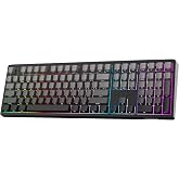EPOMAKER TH108 Full Size Mechanical Keyboard, Wireless Gaming Keyboard with 10000mAh Battery, Creamy Gasket, 108 Keys, Hot Swap, Custom Driver, RGB Backlight (Black, Sea Salt Silent)