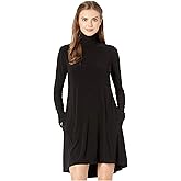 Norma Kamali Womens Long Sleeve Turtle Swing Dress