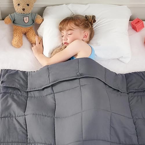 Kids' Bedding - yescool Weighted Blanket 5 Pounds Cooling Weighted Lap Blanket, Grey Heavy Blanket for Sleeping, Weighted Throw Blanket Gift for 40-60lbs, 36