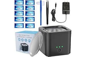 Nunpag 45kHz Portable Ultrasonic Cleaner - Your Compact Home and Travel Solution for Cleaning Retainer, Mouth Guard, Aligner, Denture, Jewelry, Mouth Guard Ultrasonic Retainer Cleaner 190ml (Black)