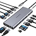 ABIWAZY USB C Docking Station Dual Monitor USB-C Hub Multiport 14 in 1 Dongle Adapter with 2HDMI Displayport 100W PD Ethernet