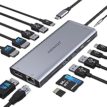 ABIWAZY 14-in-1 USB-C Docking Station with Dual Monitor Support