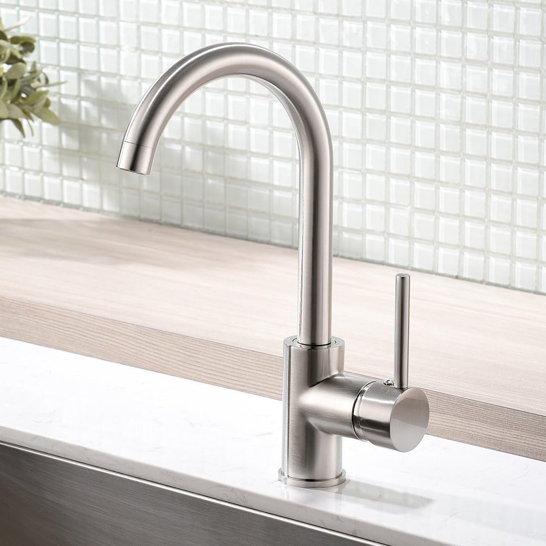Modern Bar Sink Faucet -Gimili Bar faucet for Kitchen Sink Single Handle Hot and Cold, Brush Nickle Prep Sink Faucet - - 