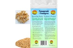 Fenugreek Sprouting Seeds | Fenugrec Graines à Germer | Organic & Non-GMO | Net Wt. 250 Grams (Approx. 20,000 Seeds) | High G