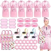 Bonuci 42 Pcs Spa Party Supplies for Girls, 6 Set Pink Girl Spa Robes Sleepover Costume Accessories for Birthday Party Favors
