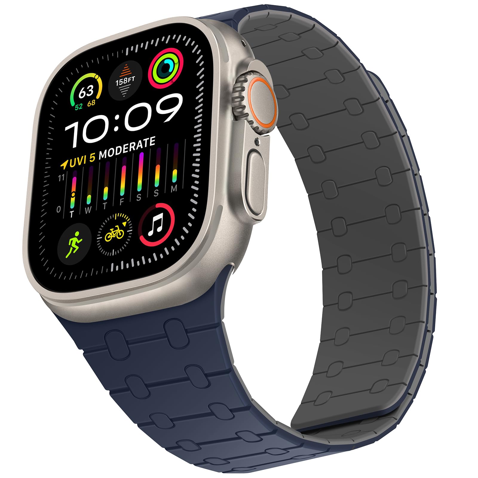 ZZDZZ Compatible with Apple Watch Straps 49mm 46mm 45mm 44mm 42mm 41mm 40mm 38mm, Silicone Magnetic Adjustable Loop Strap for iWatch Ultra3/2/1 Series 11 10 9 SE3 8-1 (49/46/45/44/42, Dark Blue Gray)