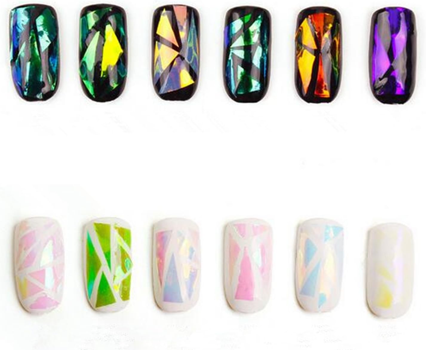 10Pcs Different Color Glass Nails Foil Decoaration Korean Popular 3D DIY Blingbling Nail Stickers